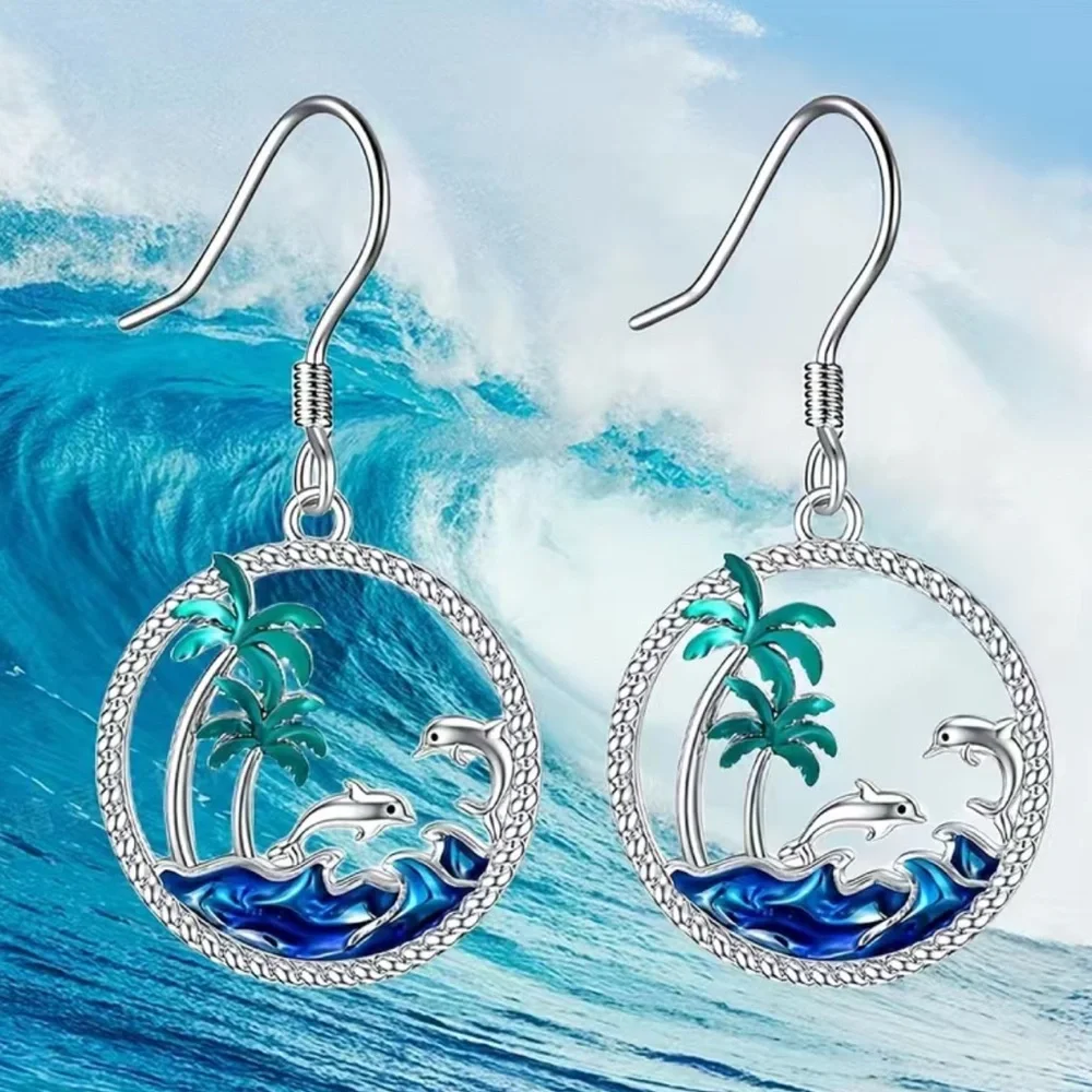 🔴 CLEARANCE NWT 🐬 HYPOALLERGENIC ECO-FRIENDLY ZINC ALLOY DOLPHIN BEACH EARRINGS - Picture 3 of 9